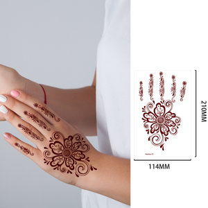 สติกเกอร์ลายเฮนน่าสีแดงสำหรับติดมือแบบชั่วคราว กันน้ำ ลายเต็มมือ แบบกระดาษลอกลาย สำหรับผู้หญิง ใช้สำหรับงานปาร์ตี้อย่างมืออาชีพ - Product Image 2