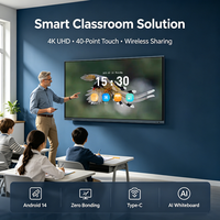 Tableau blanc interactif mural pour salle de classe AI de 75 pouces, Android 16 avec suivi par caméra IA, affichage collaboratif pour l'école