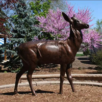 Vente chaude Antique Bronze Cerf Statues Grandeur Nature Jardin Parcs Décoration Extérieure Fer Animaux Sculptures Sculpture Personnalisée