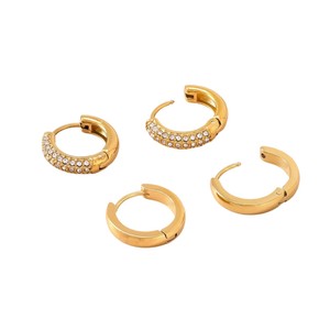 Vente en gros de boucles d'oreilles transfrontalières européennes et américaines. Deux paires de boucles d'oreilles rondes en zircon. Mode élégante, luxe léger - Product Image 5