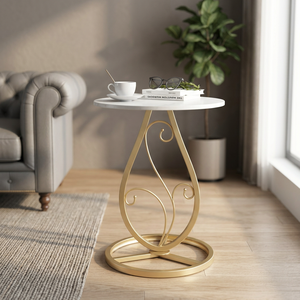 Modern <b>Marble</b> <b>Top</b> Console <b>Table</b> With Gold Metal Pedestal Base Living Room Furniture Stable Design - Product Image 2
