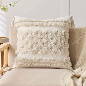 ปลอกหมอนอิงลายโบโฮพร้อมปลอกหมอนอิงตกแต่งพู่สีเบจสำหรับโซฟาและห้องนั่งเล่น - Product Image 2