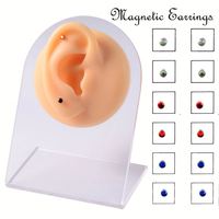 Lot de 12 boucles d'oreilles magnétiques pour tragus, cartilage, lèvre, labret – Non-percées, à clipser