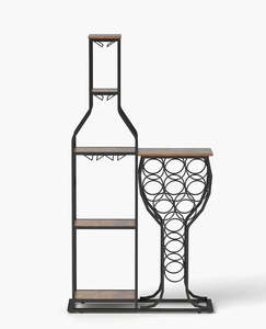 Range-bouteilles autoportant 11 bouteilles avec porte-verres suspendus, étagères rectangulaires multiples, refroidisseur <span class=keywords><strong>de</strong></span> boissons domestique, seau à glace en métal pour fêtes - Product Image 1