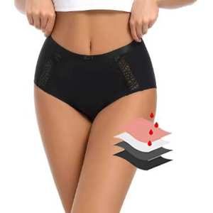 Braguitas Menstruales de Cintura Alta con Super Absorbencia, para Flujo Abundante, 4 Capas, a Prueba de Fugas, de Algodón - Product Image 1