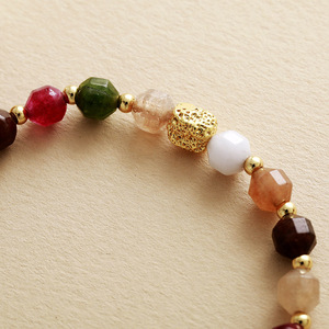 Bracelet élastique en pierre naturelle, design géométrique coloré, bijoux unisexes, cadeau - Product Image 3