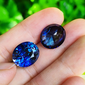 <strong>Cornflower</strong> <strong>Blue</strong> Color Lab <strong>Sapphire</strong> Thailand Cut Oval Shape Gem Stone with Cracks and Inclusions for Jewelry Making with AGL