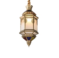 Lampe en cuivre de style européen Lustre d'église de restaurant arabe musulman Lustre de porte d'escalier d'allée de couleur de café diffuse