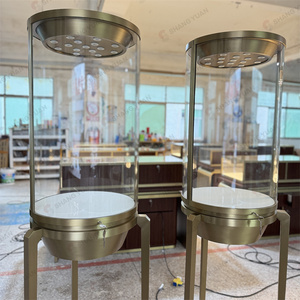 Cao cấp Glass Jewelry <span class=keywords><strong>Display</strong></span> Showcase với LED ánh sáng sang trọng vàng kim loại trường hợp đối với trang sức bán lẻ đồ trang sức hiển thị Showcase - Product Image 2