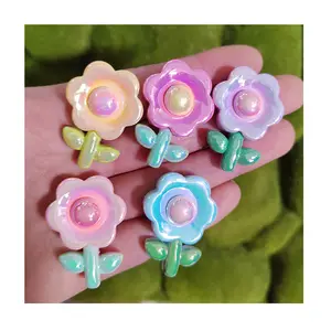 24*34mm Mixed Color Flat Back Resin Sun Flower Cabochons Daisy Beads Diy Nail Art Mobile Phone Decoration Material Accessories