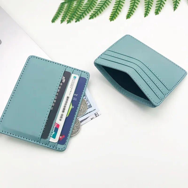 Slim Wallet Card Holder Leather Custom LOGO Minimalist RFID Card Holder