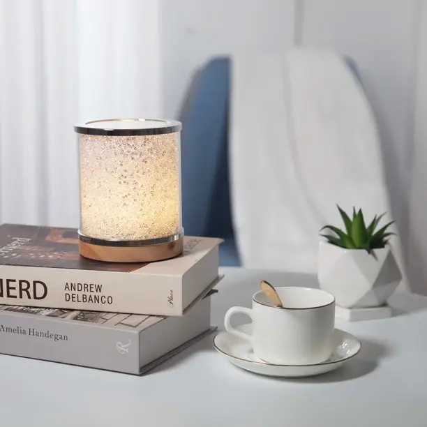 Small Crystal Table Lamp with USB Port Bedside Desk Lamp