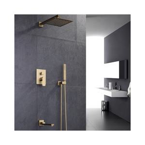 Pommeau <span class=keywords><strong>de</strong></span> <span class=keywords><strong>douche</strong></span> <span class=keywords><strong>de</strong></span> luxe KD-03RS en laiton couleur or brillant, forme carrée, pour salle <span class=keywords><strong>de</strong></span> bain d'hôtel, effet <span class=keywords><strong>pluie</strong></span> et <span class=keywords><strong>ciel</strong></span> - Product Image 1