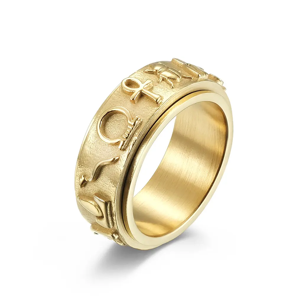Nieuwe Mode Rvs Roterende Egyptische Symbool Sieraden Ringen Voor Man
