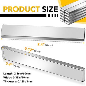 Bjmjמג 25-חתיכה נוידימיום בר מגנטים חזק 60 x10 x3 מ "מ ארץ הנדיר כוח תעשייתי קבוע למקרר מלאכות - Product Image 4