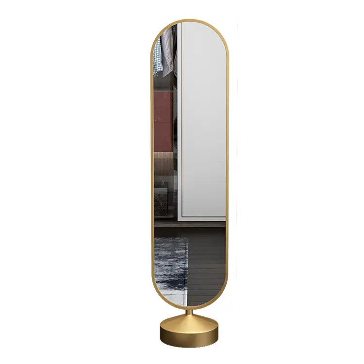 호화스러운 금속 금 거울 서 있는 전장 거울 부티크 홈 침실 돌릴수 있는 드레싱 거울