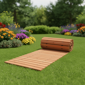 Camineta de Jardín de Madera 144x22 Pulgadas Antideslizante Recta para Exteriores con Conexión de Cable Metálico para Arreglos de Temporada - Product Image 2