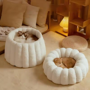 Lit pour animaux de compagnie en polaire doux et chaud, de luxe, en polyester et coton, avec fond antidérapant, forme ronde, pour chiens et chats, vente chaude - Product Image 5