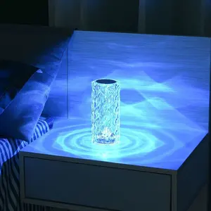 Mistei LED 장미 꽃잎 크리스탈 다이아몬드 테이블 램프 16 색 RGB Dimmable 침실 로맨틱 터치 컨트롤 충전식 야간 조명