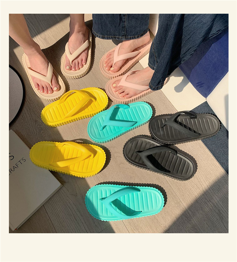 Summer Holiday Students Outdoor Beach Flip-flops Slippers Solid Color Flat Flip Flops