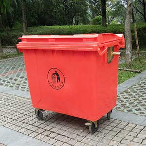 Contenitore per Rifiuti con Pedale da 240L, <span class=keywords><strong>Bidone</strong></span> della Spazzatura in HDPE da 660L con Coperchio e Ruote - Product Image 4