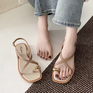 Roman Toed Women's Sandals for Summer New Style for External Wear Non <b>slip</b> Hollow Flat PVC - Product Image 2