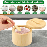 Support de rangement de comptoir à un niveau pour pots à épices en bambou avec couvercles, organisateur de cuisine, personnalisable avec logo et taille OEM