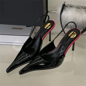 <span class=keywords><strong>Zapatos</strong></span> de Tacón Alto Elegantes para <span class=keywords><strong>Mujer</strong></span>, Diseño de Punta Puntiaguda, <span class=keywords><strong>Charol</strong></span>, Color Sólido, <span class=keywords><strong>Zapatos</strong></span> de Tacón Delgado para Boda - Product Image 3
