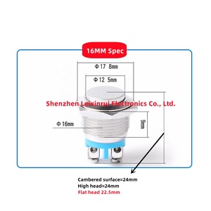16 Mét đa đặc điểm kỹ thuật kim loại nút nhấn chuyển đổi tự thiết lập lại điểm đánh lửa chuyển đổi bảng điều khiển thường mở 2 Pin bắt đầu - Product Image 4