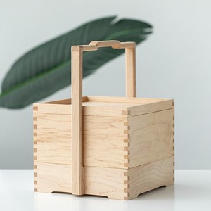 Caja de regalo de madera maciza cuadrada de 32 cm, caja de almacenamiento portátil de pino para té y pastel de luna, embalaje artesanal de estilo chino - Product Image 1