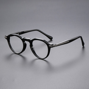 221 gafas de lujo con luz azul, monturas de acetato, gafas Vintage para gafas redondas Unisex, monturas gruesas grandes - Product Image 3