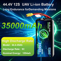Baterai LiPo UAV 12S Daya Tinggi 44.4V 35000mAh 5C Pengosongan Kontinu 500+ Siklus Baterai Drone UN38.3 MSDS