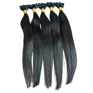 Pelo de trama de máquina de fábrica al por mayor vendedor caliente y pelo humano virginal indio crudo rizado ondulado natural mechones de pelo de trama Genius - Product Image 5