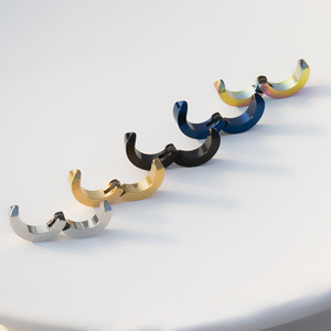 Manchettes d'oreille en acier inoxydable pour hommes et femmes, sans perçage, boucles d'oreilles au design géométrique simple, couleur arc-en-ciel, noir, or, bleu, argent - Product Image 4