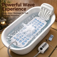 Bain à bulles blanc avec panneau de commande rond, tapis de massage à bulles électrique, tuyau d'alimentation, unité principale et télécommande filaire