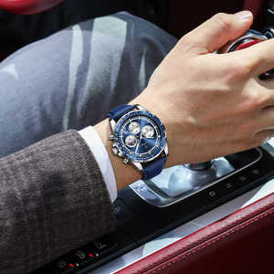 POEDAGAR 879 Orologio da Polso da <span class=keywords><strong>Uomo</strong></span> di Lusso con Cinturino in Pelle, Impermeabile 30M, Luminoso, con Data, Cronografo, Elegante Orologio al Quarzo - Product Image 3