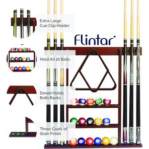Support mural pour queues de billard Flintar, 3-4 queues, bois noir, résistant à l'eau, durable - Product Image 4