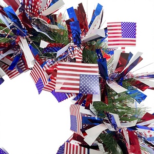 Wholesale Cross-border Christmas New Year's Day Decoration Colorful Belt Party Shopping Mall Window Wreath American Flag Ribbon