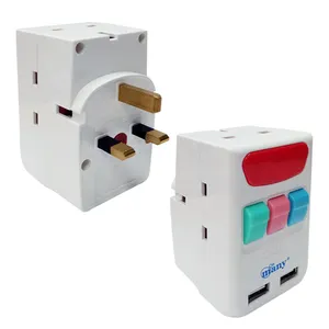 New Trend Many UK Standard Multi Plug Outlet and 2 USB Outlet Extender Switch Extension Lead