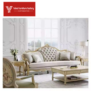 Divano in Legno Massello Stile Versailles, Colore Chiaro, Set Divano a Quattro Posti <span class=keywords><strong>per</strong></span> <span class=keywords><strong>Soggiorno</strong></span>, Divano Reclinabile in Stile Europeo, Arredamento <span class=keywords><strong>per</strong></span> Villa - Product Image 2