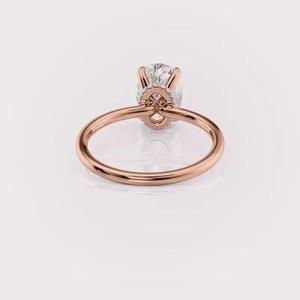 Bague en diamant ovale cultivé en laboratoire certifié IGI, élégante, or rose 18 carats - Product Image 3