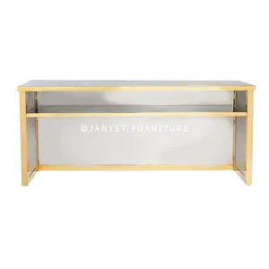 Gold Stainless Steel Bright Entertaining Pub Counter Cocktail High Bar Table For Event