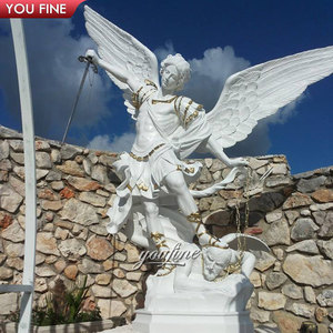 Estatua de San Miguel Arcángel Matando al Diablo, de Mármol Blanco, Tamaño Real, con Espada, para Decoración de Iglesias Católicas, YOUFINE - Product Image 6