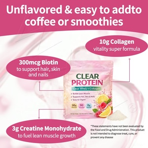 Poudre de protéines de lactosérum clair et de collagène 20g – Isolat de protéines de lactosérum clair avec biopeptides pour la santé des muscles maigres, des cheveux, de la peau et des ongles - Product Image 2