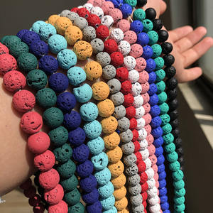 Perles de pierre de lave volcanique en caoutchouc naturel 4MM-10MM en rouge bleu jaune blanc pour la fabrication de bijoux bracelet à bricoler soi-même vente en gros - Product Image 5