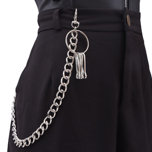 โซ่คล้องกางเกงโลหะชั้นเดียวสุดเก๋พร้อมจี้พู่ห้อยวงกลมสำหรับสวมใส่ทุกวัน เครื่องประดับแฟชั่นฮิปฮอป - Product Image 1