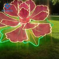 Sculpture géante flottante LED en forme de pivoine Anpu Lighting, feuilles imperméables pour extérieur, Halloween, Noël, Nouvel An, festival