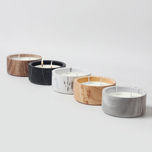 Vente en gros de bougies en céramique à 3 mèches faites à la main avec finition marbrée, bougies parfumées créatives, décorations de mariage pour la maison - Product Image 4