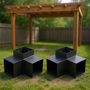 D0100H53S2X Kit de soporte de esquina de 3 vías de 6x6 pulgadas, 4 piezas, acero con recubrimiento en polvo para instalación de pérgolas y carpintería en exteriores - Product Image 2