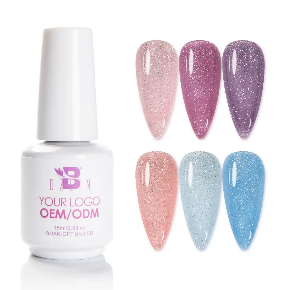 OEM ODM 18 Color 15ml Disco Party Super Flash Glitter Reflective Soak Off UV Gel Jelly Gel Nail Polish